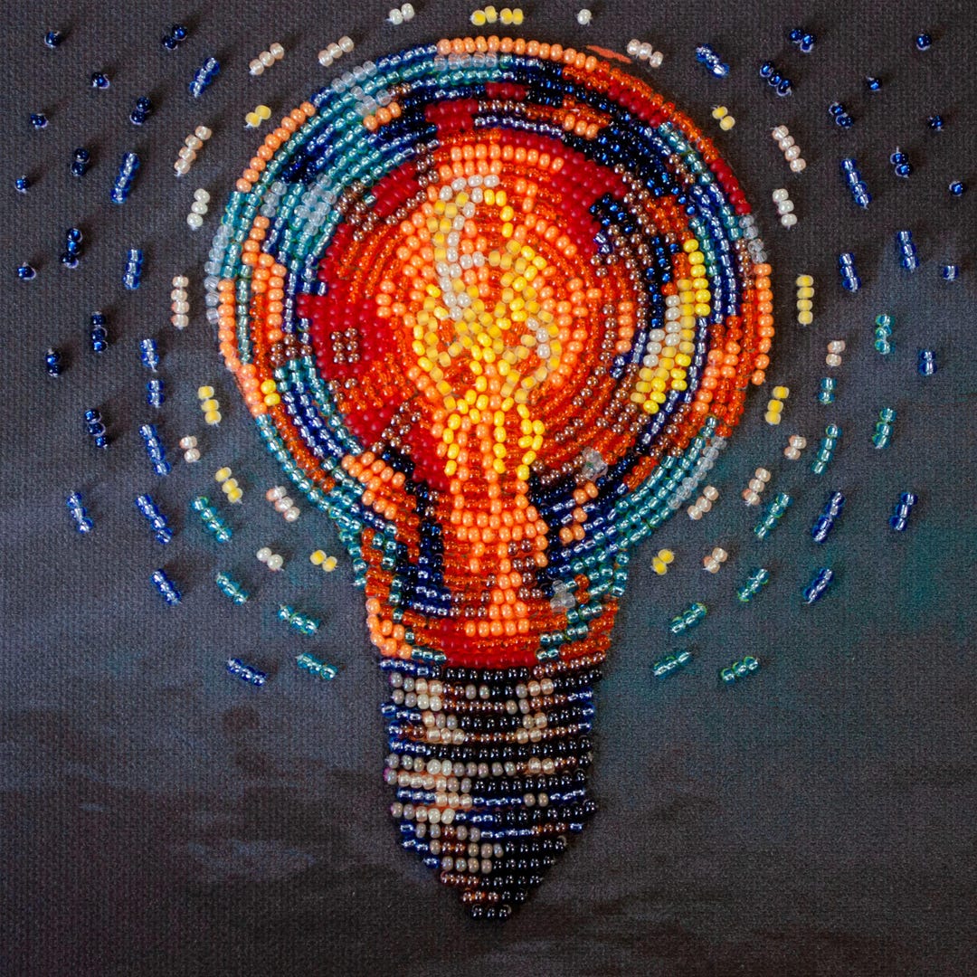 Bead Embroidery Kit Bring the Light, Light Bulb Embroidery, Spark of ...