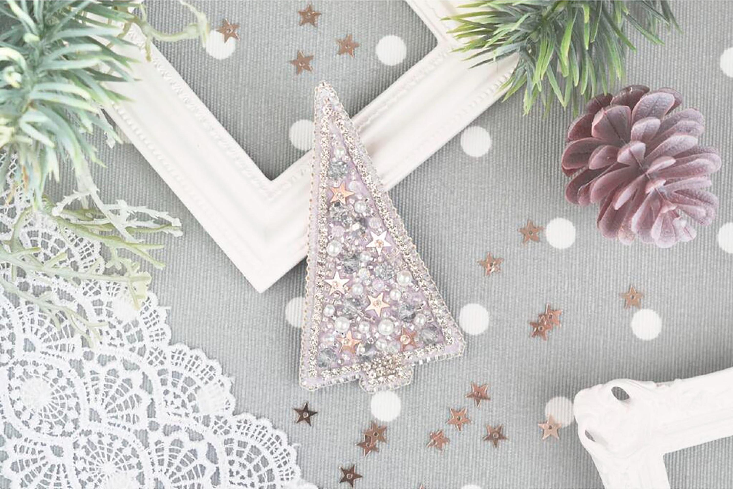 ビーズ刺繍キット クリスマスツリーブローチ、ツリー刺繍、DIYビーズ