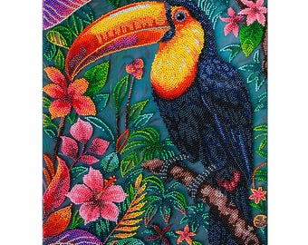 ビーズ刺繍キット エキゾチックビューティー、鳥の刺繍、ビーズの
