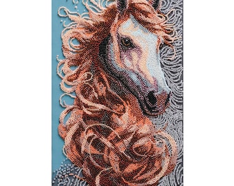 Kit de bordado de cuentas Wild Spirit, bordado de caballo, caballo marrón con cuentas