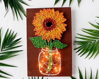 Kit per l'arte con lo spago: girasole, decorazione murale floreale, kit per ricamo a punto croce, kit fai da te