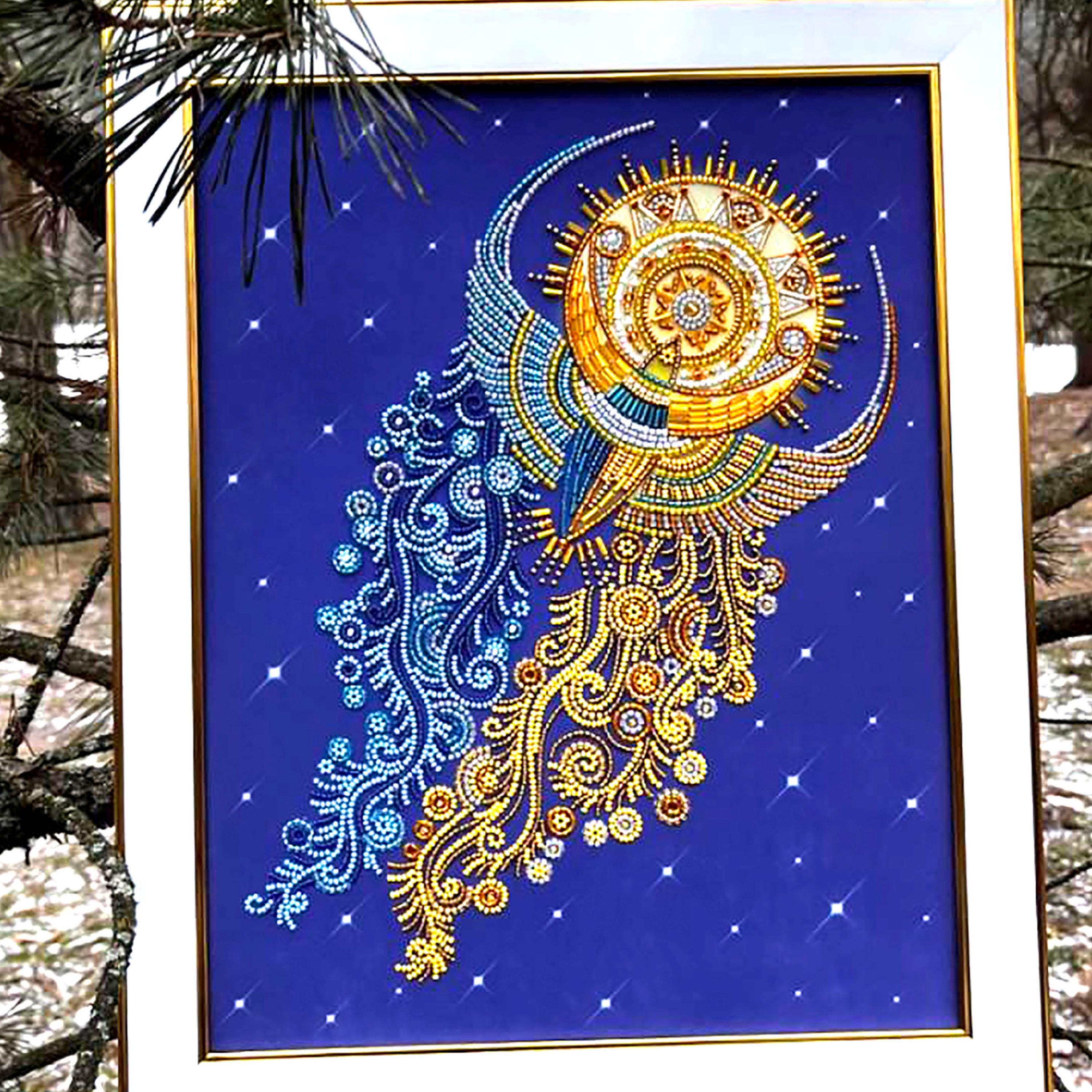 ビーズ刺繍　風景画 ビーズ刺繍 冬景色 全面刺し