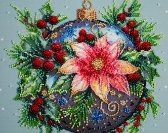 Bead Embroidery Kit Christmas Glow, Christmas Tree Ornament, DIY Beaded Christmas Toy