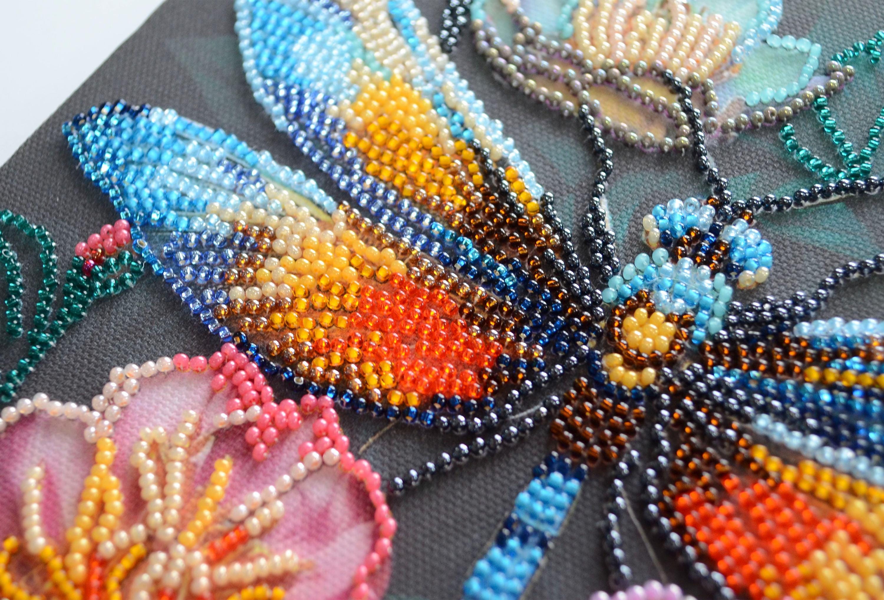 Bead Embroidery Kit Colorful Dragonfly, Insect Embroidery, DIY Beaded ...