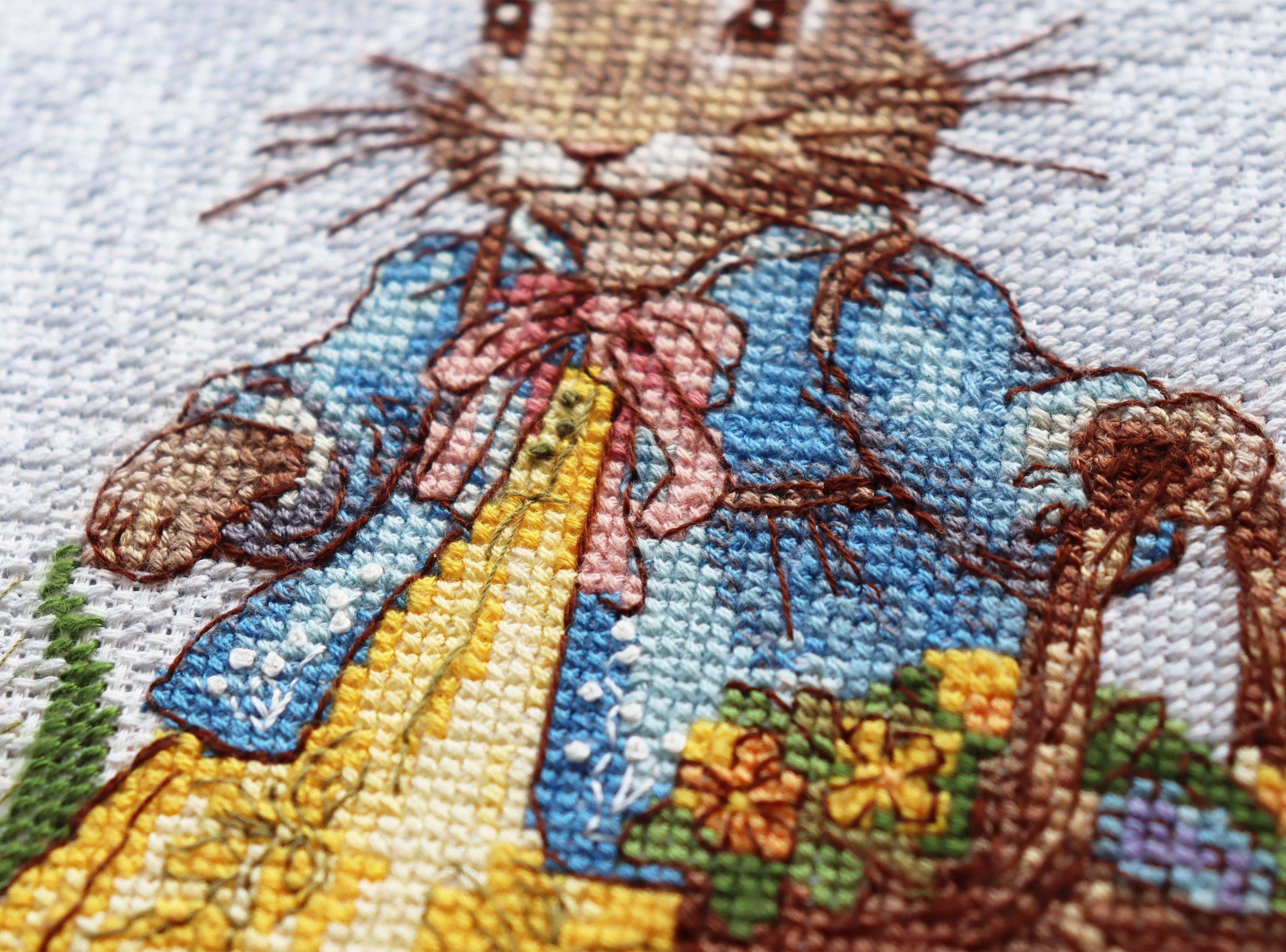 クロスステッチキット 春のうさぎ、うさぎの刺繍、イースターバニー