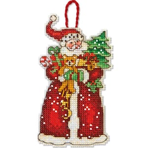 Cross Stitch Kit Santa with Gifts, New Year&#39;s Toy, DIY Santa Ornament, Christmas Decor