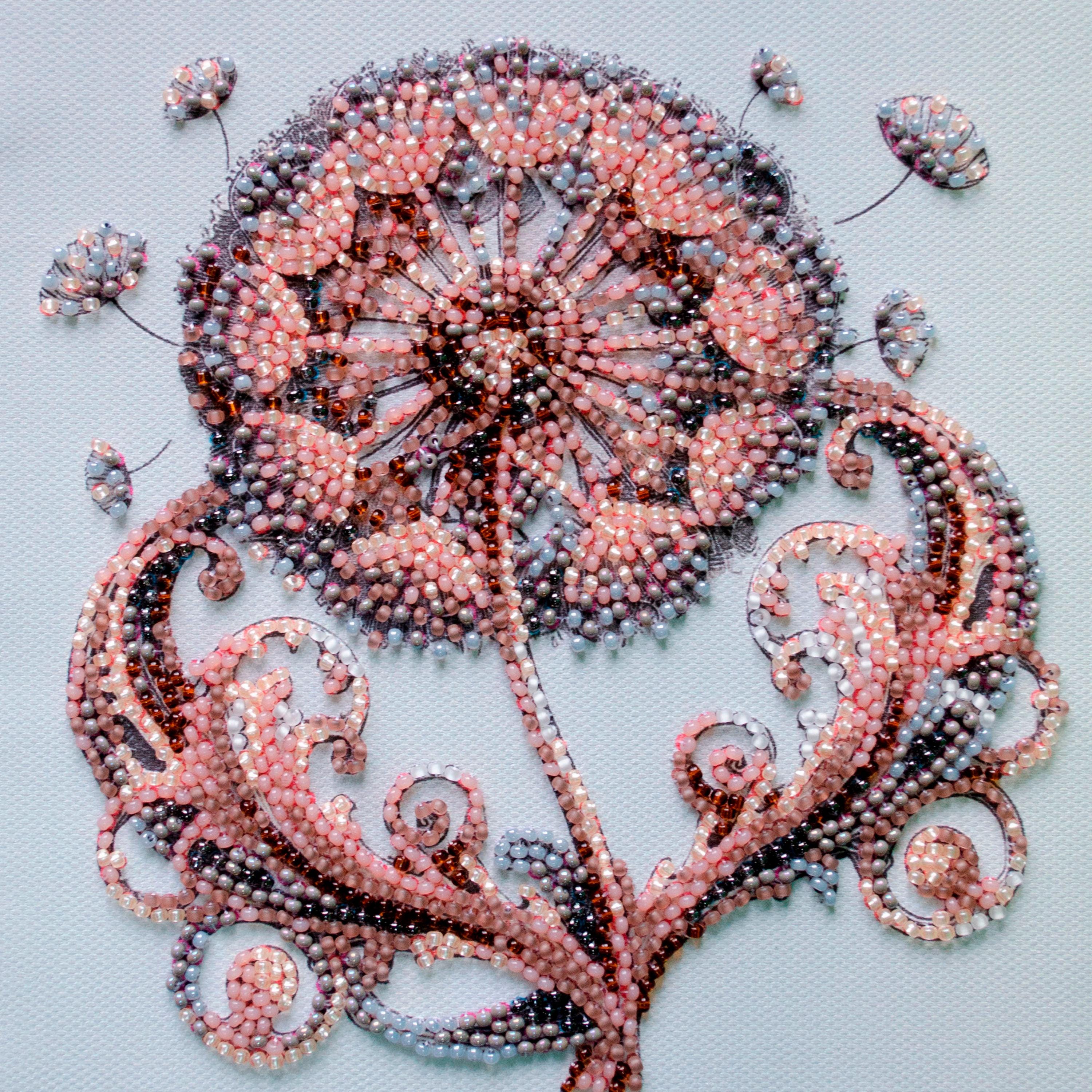 ビーズ刺繍キット カラフルなタンポポ、DIYビーズフラワー、タンポポ
