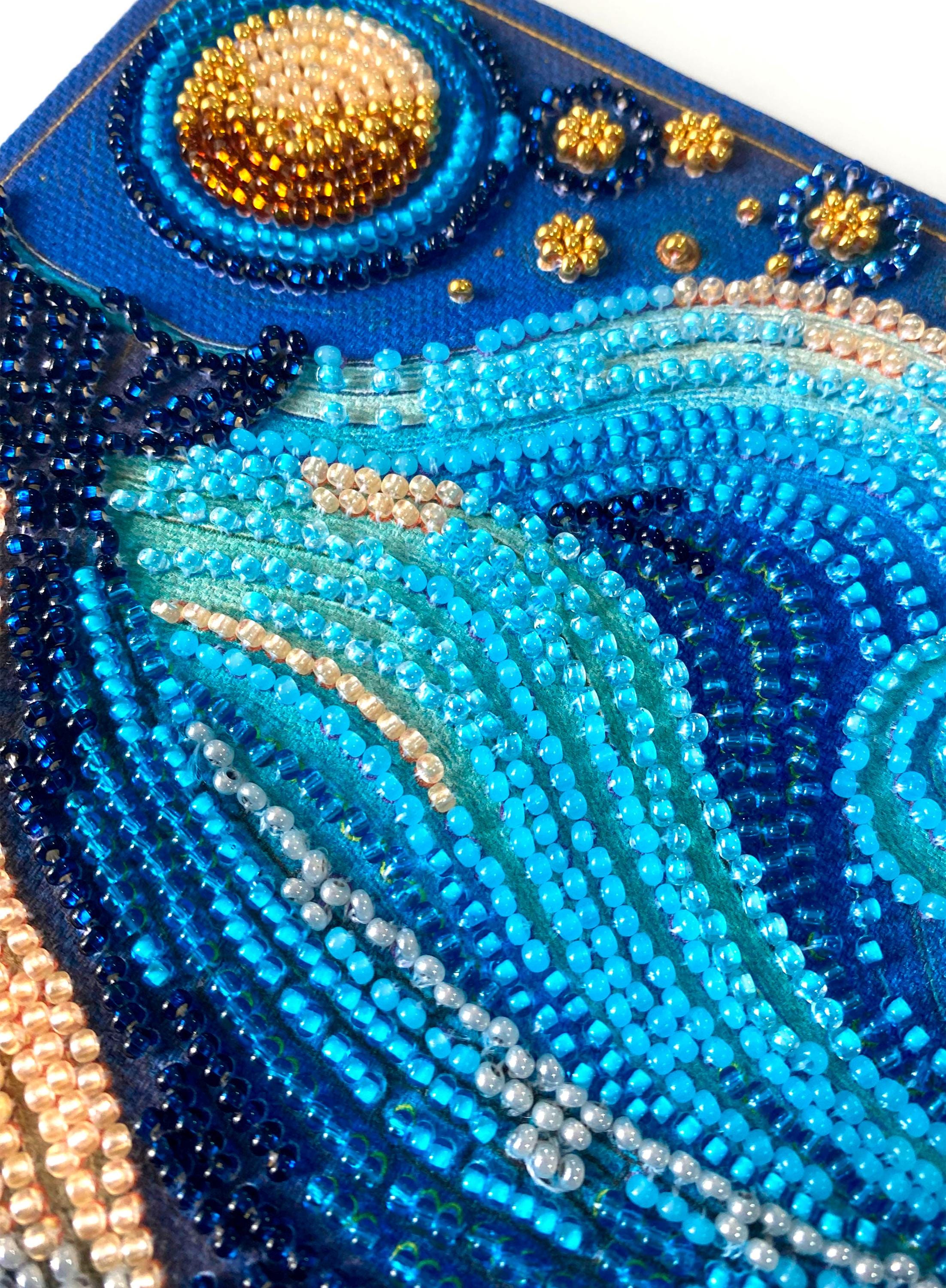 ビーズ刺繍キット「深海の壮大さ」、クジラの刺繍、ビーズ刺繍のゴッホ