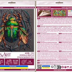 Kit de broderie de perles Scarabée émeraude, broderie d'insectes, insecte en perles DIY image 10