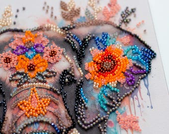 ビーズ刺繍キット インド象、象の刺繍、ビーズの雄大な象、DIYカラフル