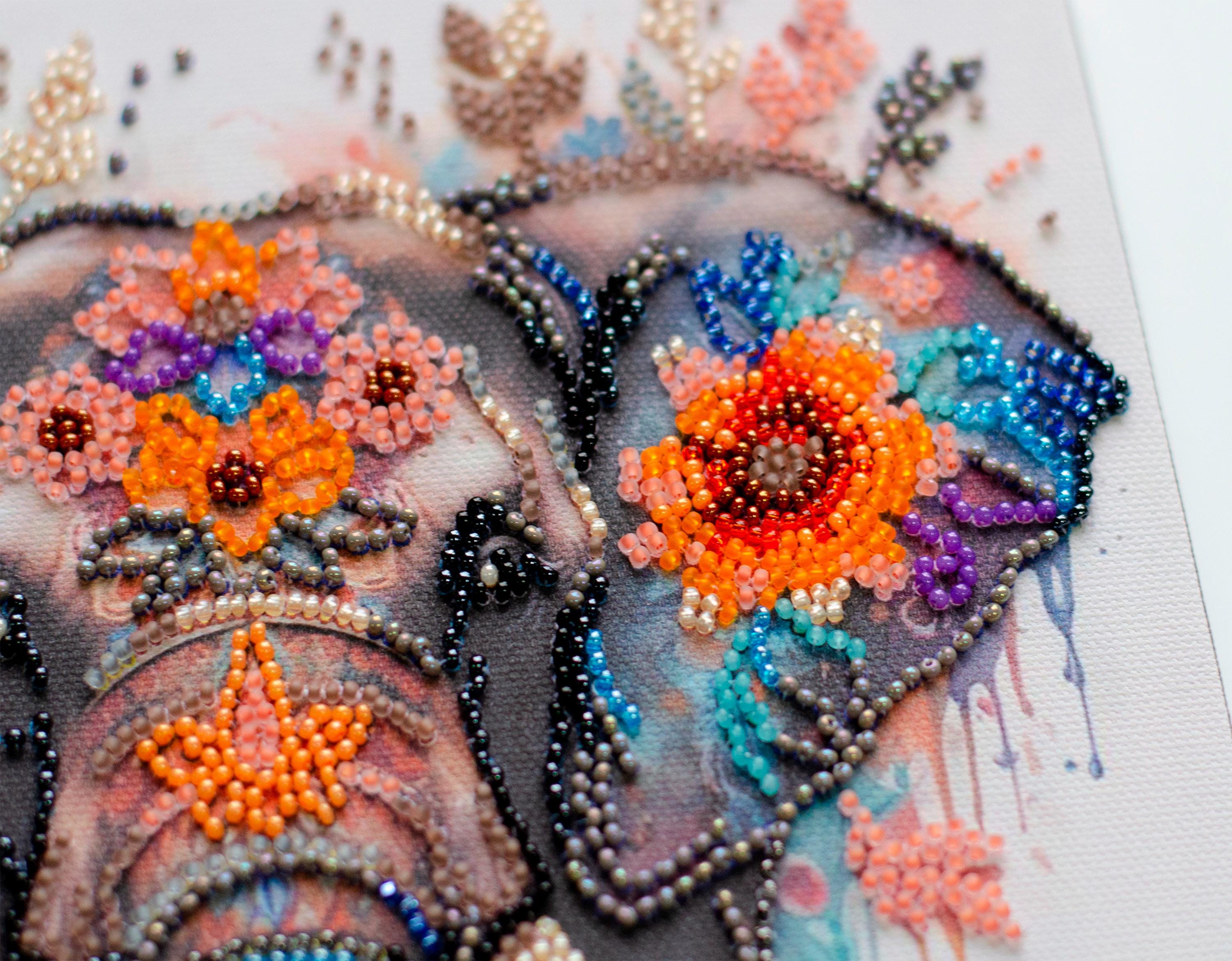 ビーズ刺繍キット インド象、象の刺繍、ビーズの雄大な象、DIYカラフル