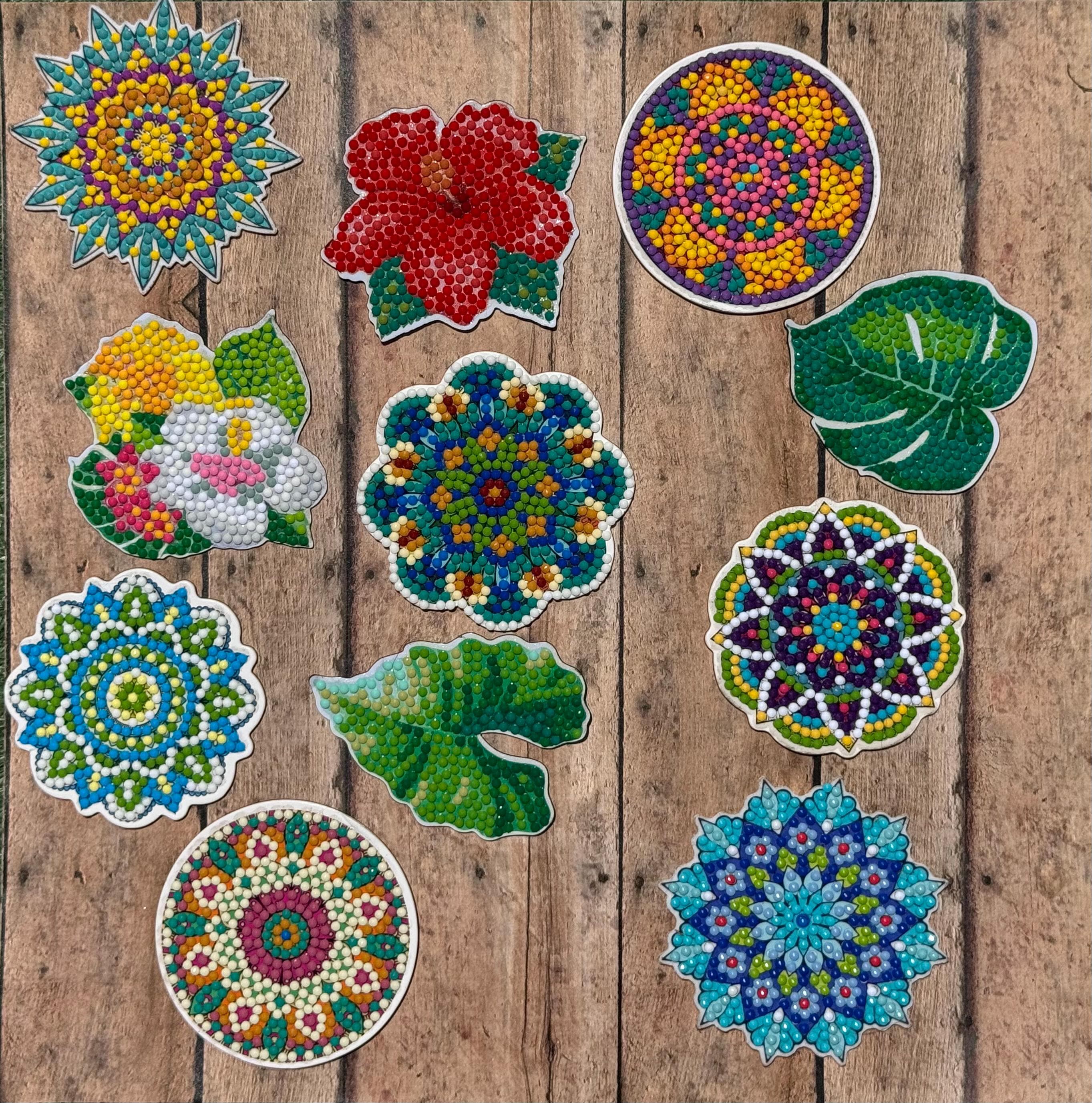 Diamond  Magnets Finished – Set of 6 Mandalas & Flowers Designs