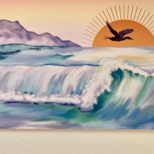Impresión artística ACEO Pintura, Playero, Pájaro, Playa, Océano, Paisaje marino, Tarjeta de arte en miniatura, Tarjeta de arte con diseño gráfico original de H Clements
