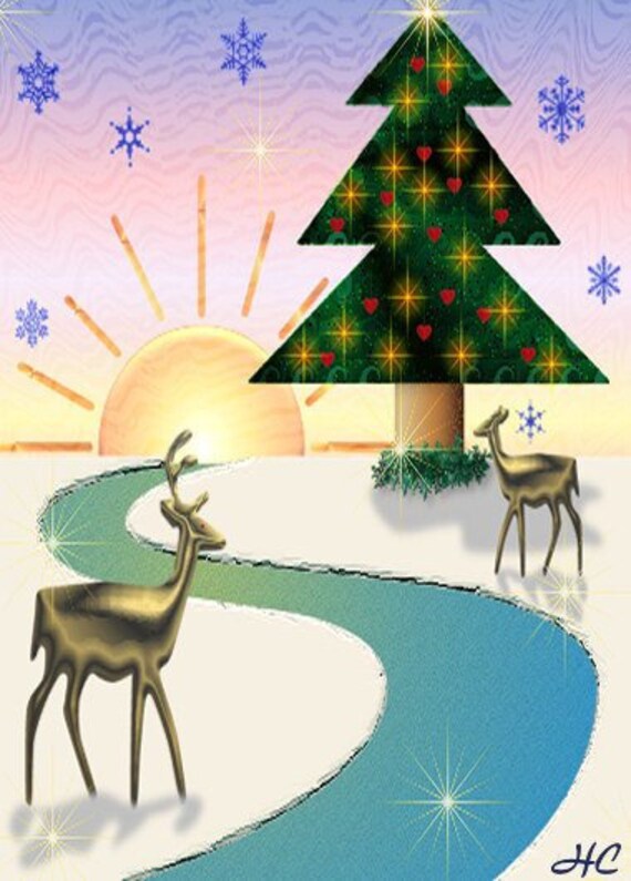 Download Artist Trading Cards Art Collectibles Art Card Christmas Decor Snow Aceo Original Christmas Tree Watercolor Painting