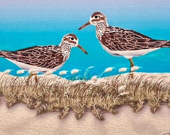 Sandpipers Beach Art Print, Miniature ACEO Painting