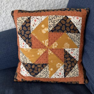 Autumn Pinwheel Patchwork Cushion Pattern - Digital Download PDF - From Totally Patched
