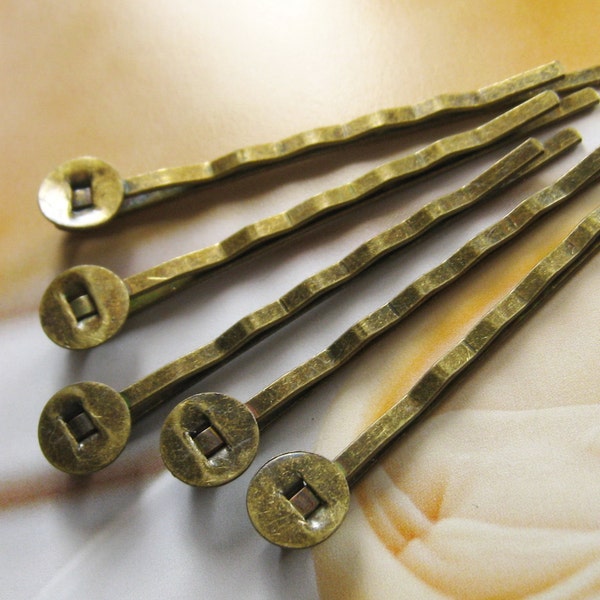 24 pcs - Antique brass bobby pin/hair pin (HC-BR-55m)