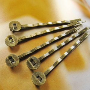 WHOLESALE - 50 pcs Brass plated Bobby Pins with 8mm Pad (HC-BR-55m)