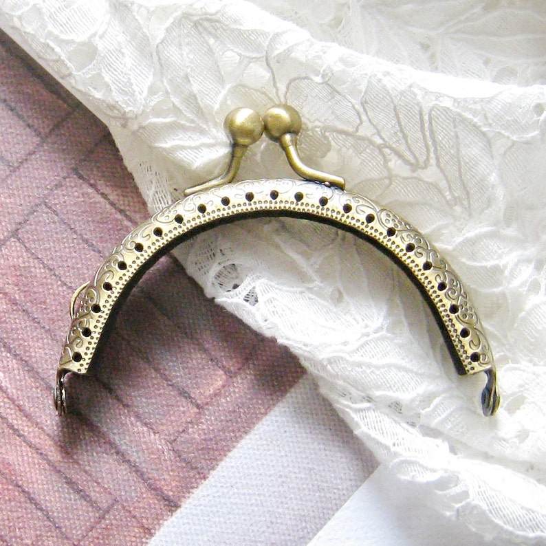 Set of 2 pcs 3.5 inch, 8.5cm Antique brass purse frame, vintage style bag frame, small metal frame, clutch frame F1 image 2