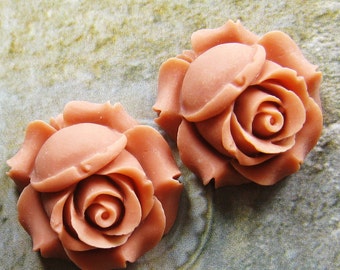 2 pcs pcs 26mm Sweet Pale Peach rose cabochon - (CA818-C4)