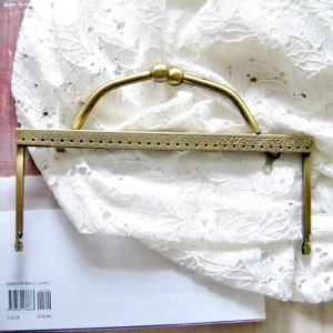 7.2 inch 18.5cm -Antique brass purse frame with handle, vintage style bag frame, big metal frame, large clutch frame F4