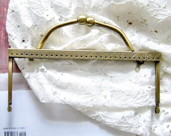 7.2 inch 18.5cm -Antique brass purse frame with handle, vintage style bag frame, big metal frame, large clutch frame F4