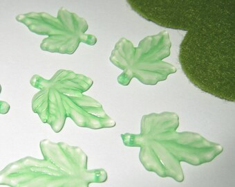 14 pcs FROSTED leaf bead - charm (LE016)