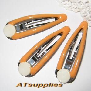 50 pcs 48mm - Orange Snap hair clip with 9mm pad