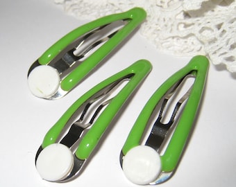 48mm - Green Snap hair clip with 9mm pad - 20 pcs (HC-SN-GN-48m)