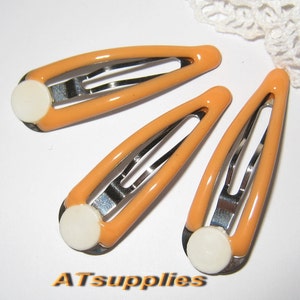 10 48mm - Orange Snap hair clip with 9mm pad - HC-SN-OE-48m)