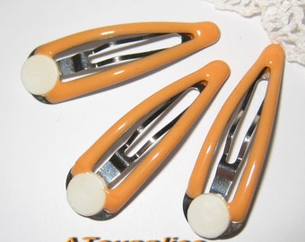 10 48mm - Orange Snap hair clip with 9mm pad - HC-SN-OE-48m)