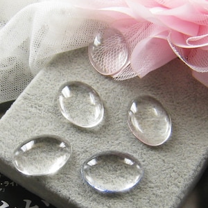 10 pcs -25x18mm oval clear magnifying glass cabochon
