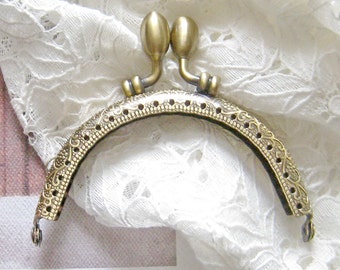 Set of 2 pcs - 3.5 inch, 8.5cm -Antique brass purse frame, vintage style bag frame, small metal frame, clutch frame F2