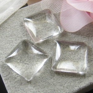 20 pcs -25mm Square clear magnifying  glass cabochon