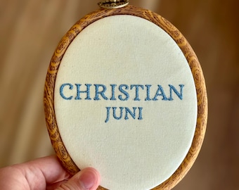 Personalized Embroidered Name Hoop | Classic Nursery Decor, Birth Announcement keepsake