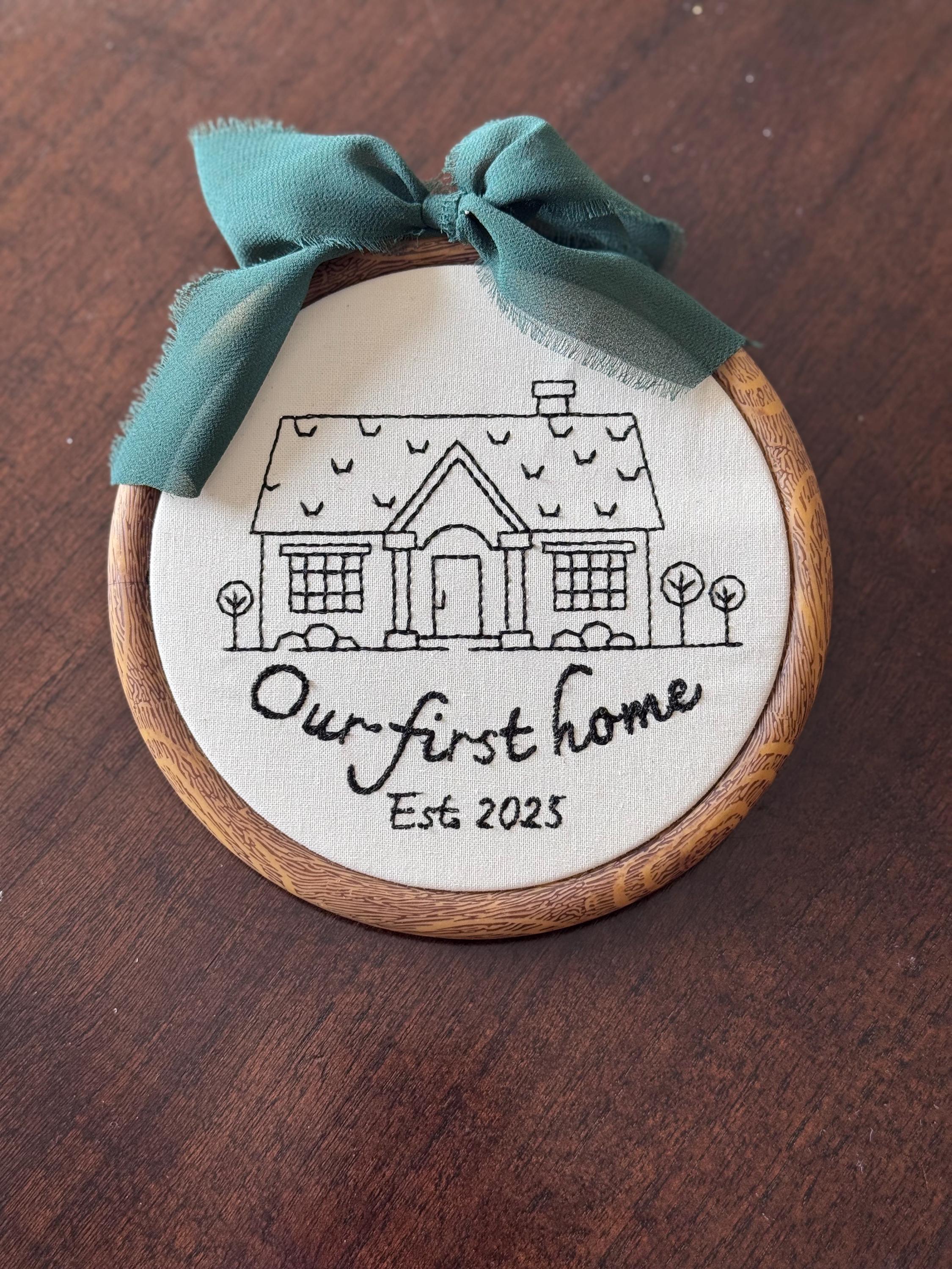 Custom Embroidered House Portrait | Our First Home Keepsake ...