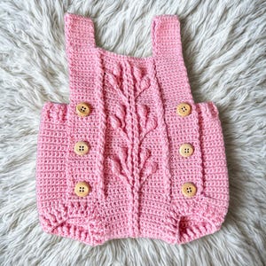Handmade Crochet Baby Romper - Textured Buttoned Overalls (3M-3Y)
