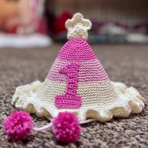 Crocheted Birthday Party Hat - Customizable Color and Numbers
