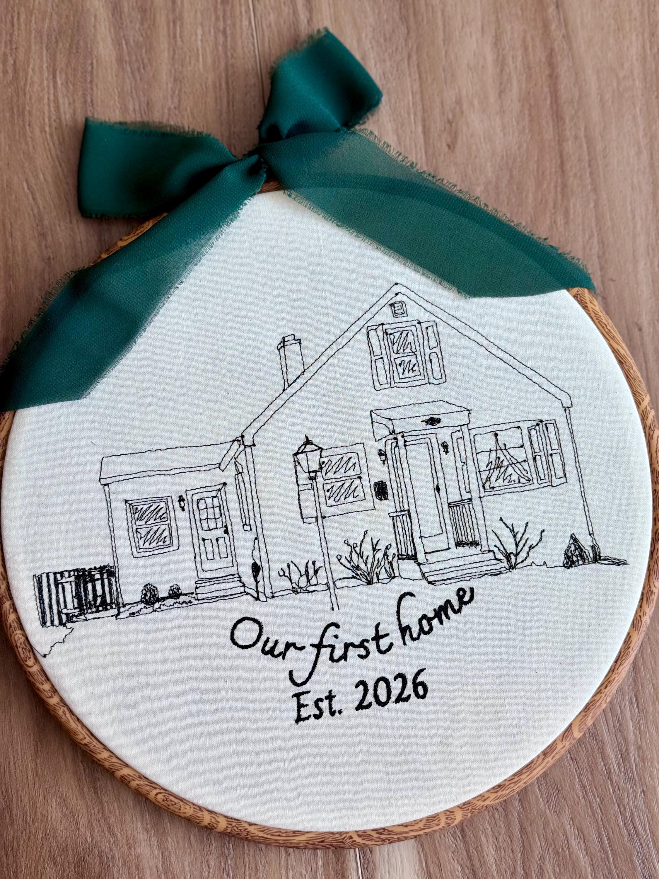 Custom Embroidered House Portrait | Our First Home Keepsake ...