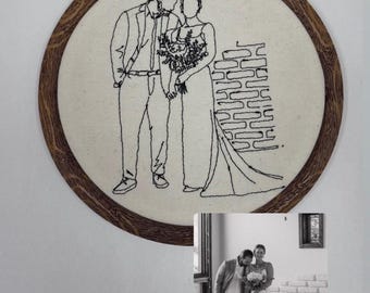 Embroidered Bridal Portrait | Wedding Dress Keepsake | Personalized Bride Gift