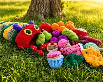 Crochet Hungry Caterpillar Play Set | Handmade Pretend Play Food Toys (Montessori Inspired)