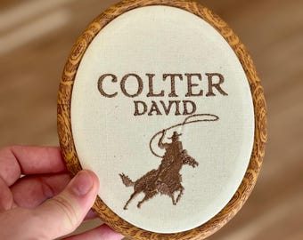 Personalized Western Baby Name Sign Hoop | Cowboy Birth Photo Prop Boy