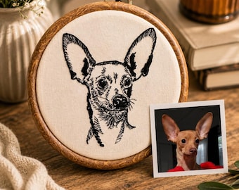 Custom Machine-Embroidered Pet Portrait • Pet Embroidery Hoop • Personalized Dog or Cat Gift • Gifts for Dog Lovers • Pet Memorial Gift •