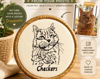 Custom Machine Embroidered Pet Portrait Hoop Art From Photo