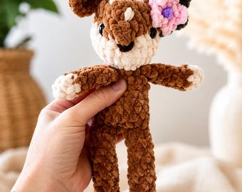 Crochet Deer Plush with Flower | Handmade Woodland Stuffed Animal | Baby Shower Gift | Nursery Decor | Amigurumi Deer | Forest Friend