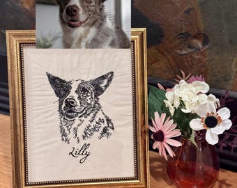 Custom Dog Portrait | Embroidered Dog Photo | Personalized Dog Mom Gift