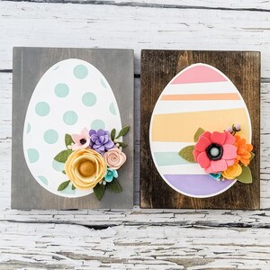 Easter egg sign with felt flowers