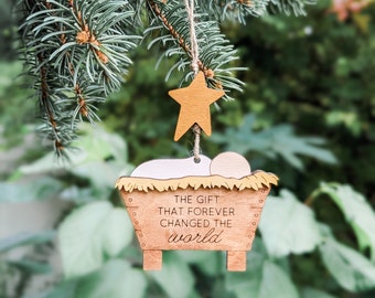 The gift that forever changed the world nativity ornament