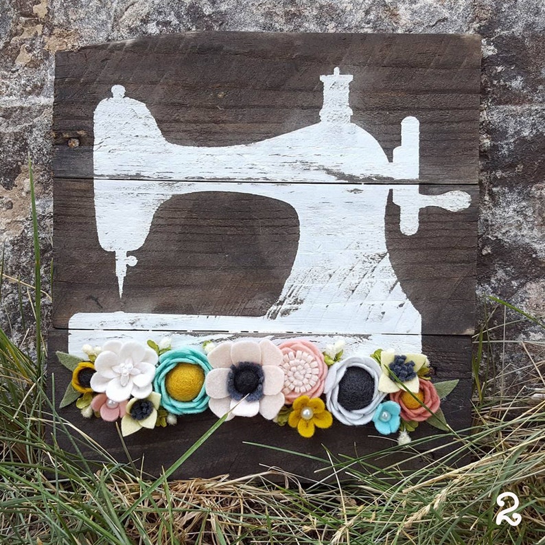 CUSTOM sewing machine with felt flowers Etsy