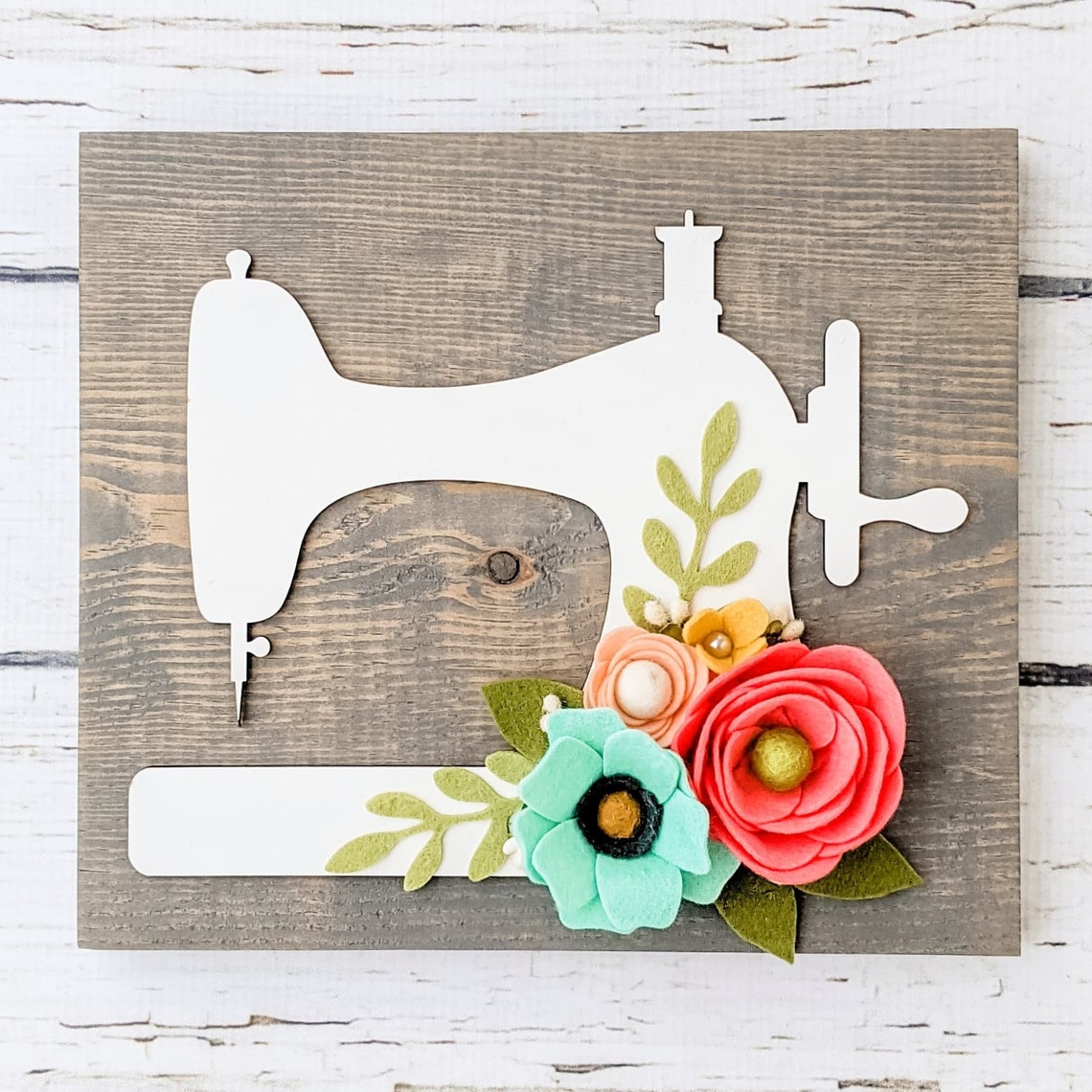 CUSTOM sewing machine with felt flowers Etsy